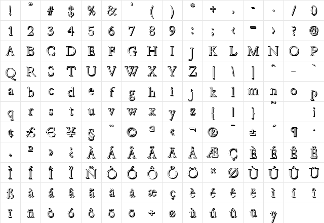 JoshuaBeckerShadow-Xlight Regular Character Map JoshuaBeckerShadow-Xlight Regular Character Map