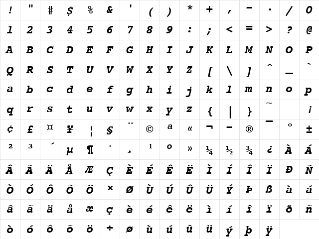 Journal Bold Italic Character Map Journal Bold Italic Character Map