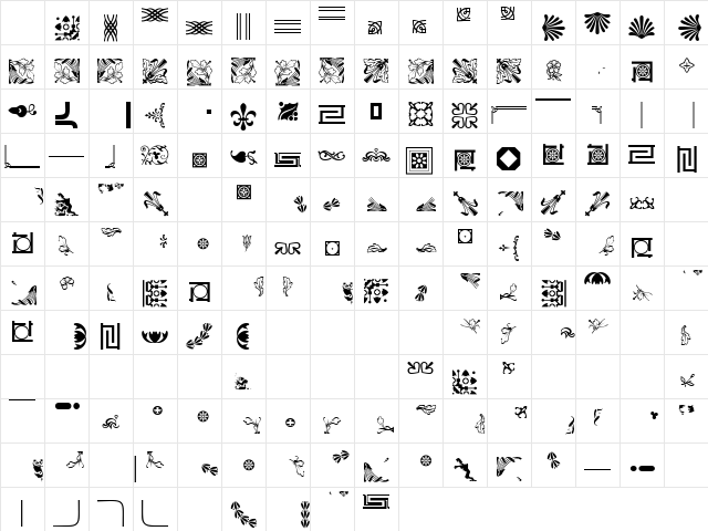 JournalDingbatsTwoSSK Regular Character Map