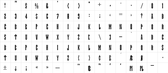 Judas Regular Character Map
