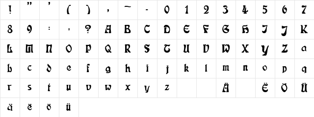 Jugendstil Regular Character Map