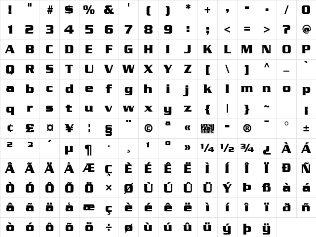 Julius Black Regular Character Map