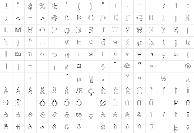 Marge 1 Regular Character Map