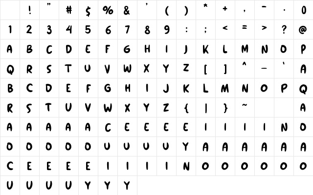 JUMBOJIM Regular Character Map