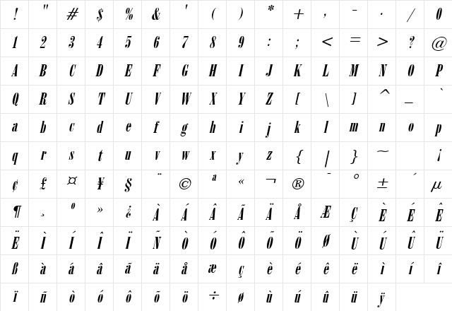 June 15 Italic Character Map