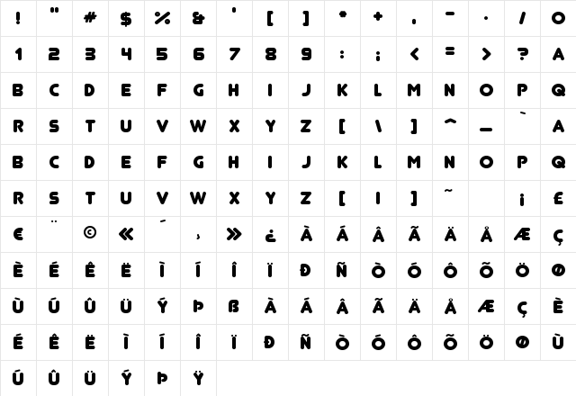 Junegull Regular Character Map Junegull Regular Character Map