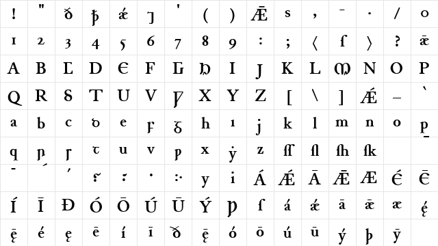 Junius Bold Character Map Junius Bold Character Map