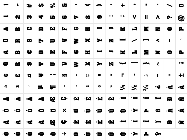 Aachen2048 Regular Character Map