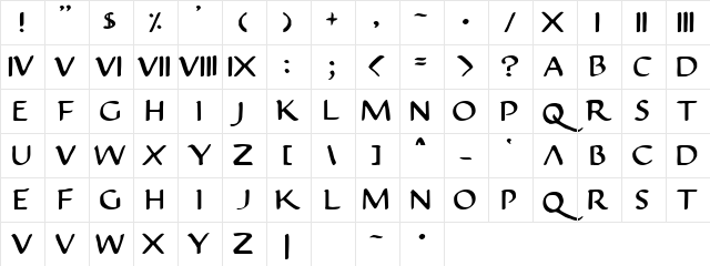 Justinian 2 Regular Character Map