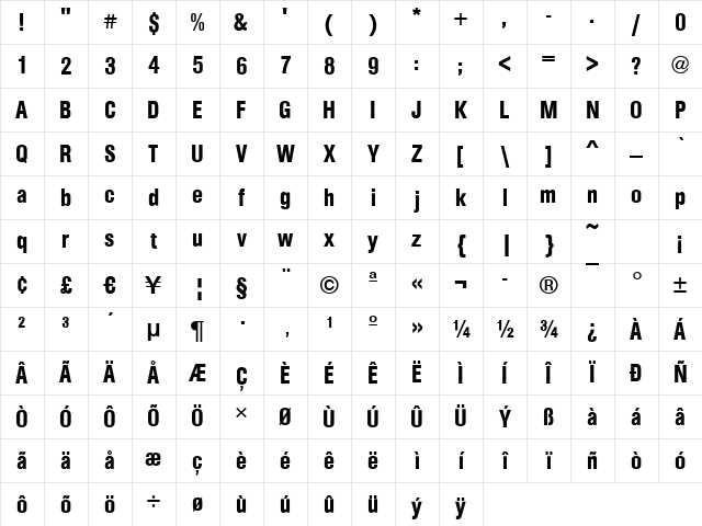 Arezzo-Cd Demi Character Map