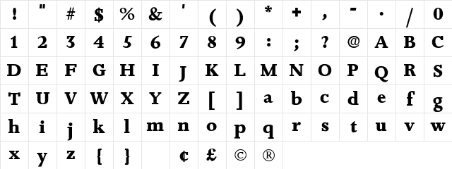 Juxta Display SSi Regular Character Map
