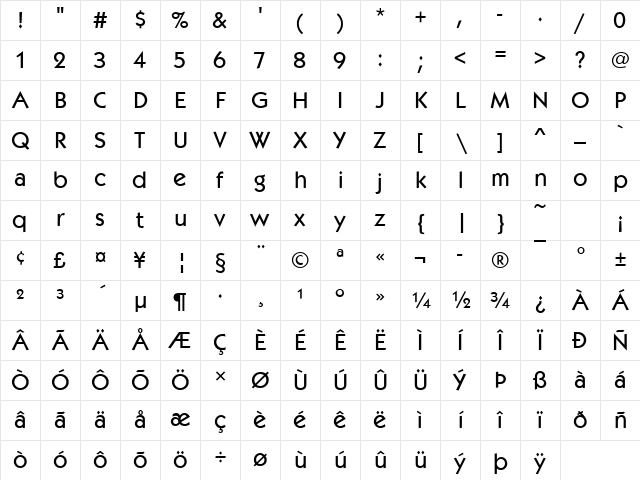 KabelItcTMed Regular Character Map KabelItcTMed Regular Character Map