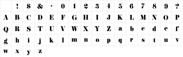 K22 Didoni Regular Character Map