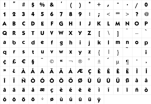 K792-Geometrical Bold Character Map