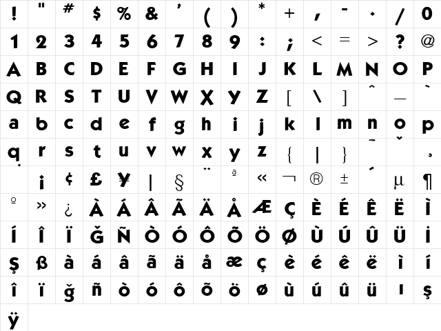Kabana Bold Regular Character Map Kabana Bold Regular Character Map