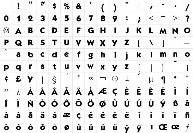 KabanaBold Regular Character Map KabanaBold Regular Character Map