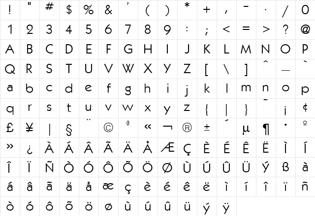 KabanaBook Regular Character Map KabanaBook Regular Character Map