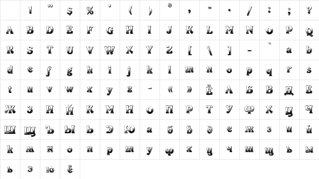 Kabarett Decor DEMO Thin Character Map