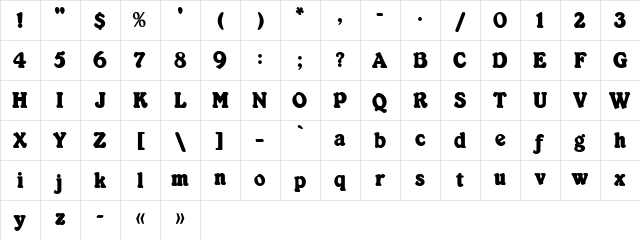 Kabarett Simple Thin Character Map