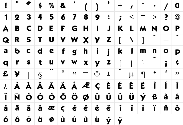 Kabel Bd Bold Character Map Kabel Bd Bold Character Map