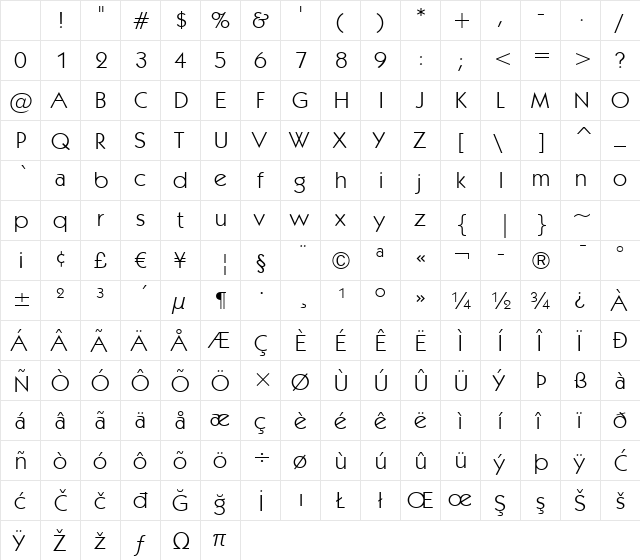 Kabel Bk BT Book Character Map