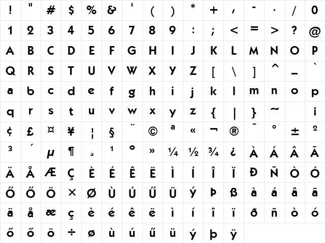 Kabel Dm HU Normal Character Map Kabel Dm HU Normal Character Map