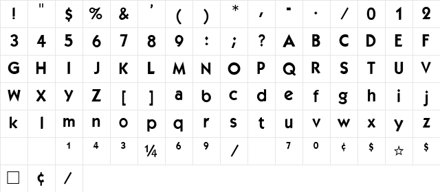 KabelBold Regular Character Map