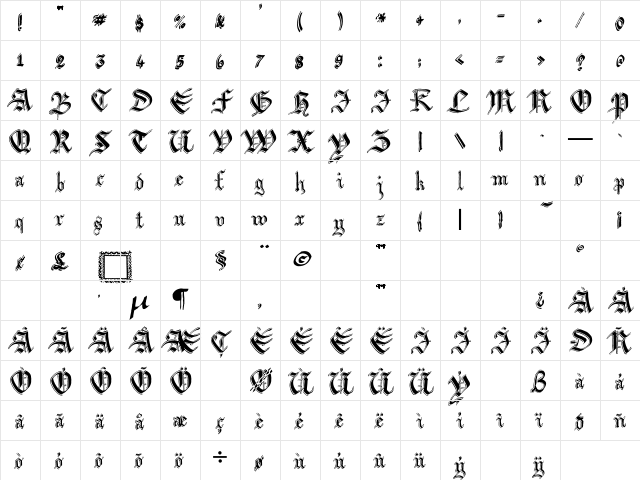 Argor Biw Scaqh Regular Character Map