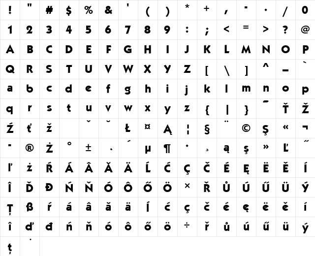 KabelItcTEE Bold Character Map