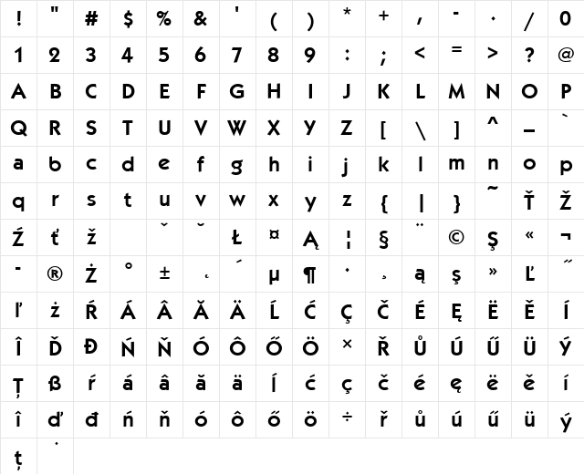 KabelItcTEEDem Regular Character Map