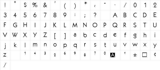 KabelMedium Regular Character Map