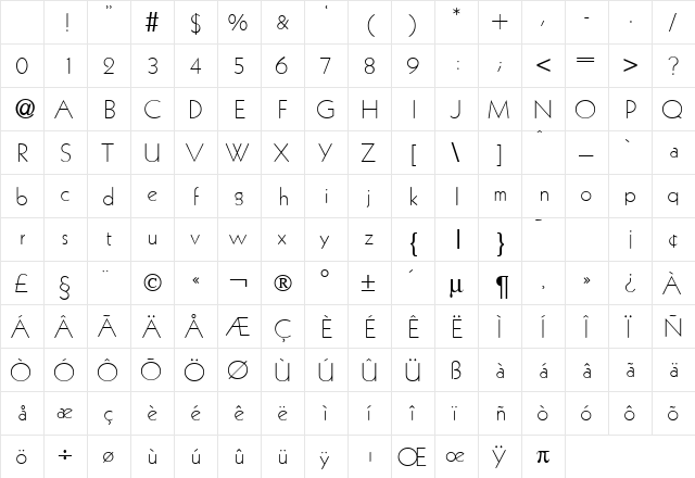 KabinLightDB Normal Character Map KabinLightDB Normal Character Map