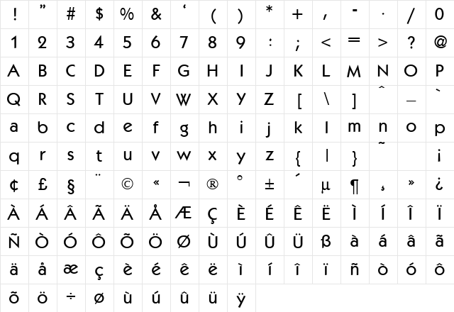 KabaleMedium Normal Character Map KabaleMedium Normal Character Map