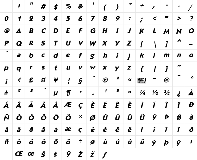KabobExtrabold Italic Character Map KabobExtrabold Italic Character Map