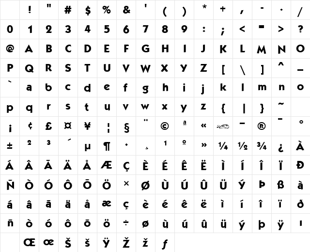 KabobExtrabold normal Character Map KabobExtrabold normal Character Map