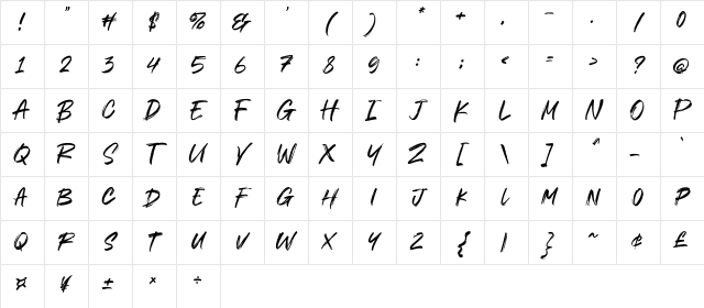 Kabur Regular Character Map