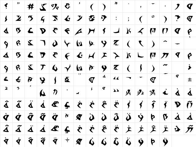 Kahless Regular Character Map Kahless Regular Character Map