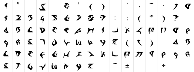 Kahless Regular Character Map Kahless Regular Character Map