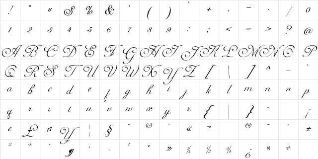 Kalina Regular Character Map