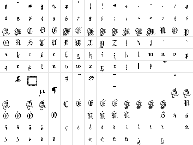 Argor Flahm Scaqh Regular Character Map