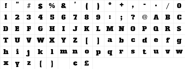 Kaman Display SSi Regular Character Map