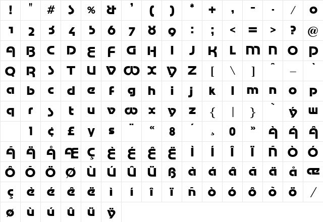 Marina DB Regular Character Map