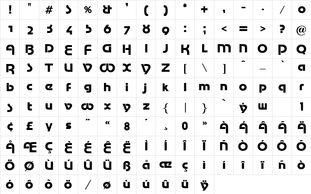 Marina Regular Character Map