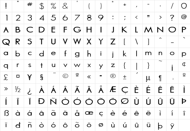 Marina Regular Character Map