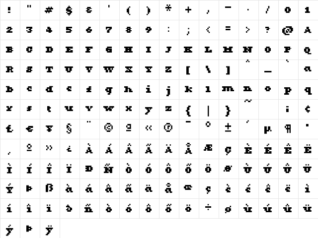 KareFiveDotsSerif Bold Character Map