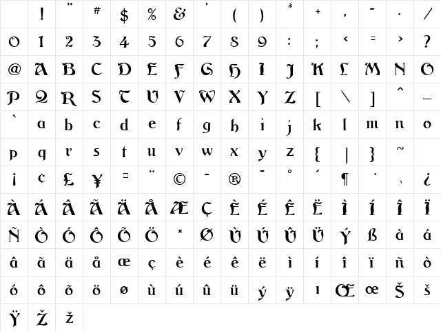 Argos MF Regular Character Map Argos MF Regular Character Map