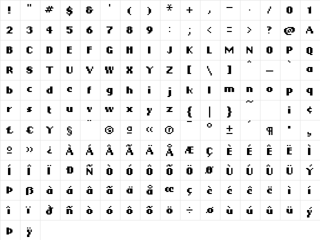 KareSixDots Bold Character Map KareSixDots Bold Character Map
