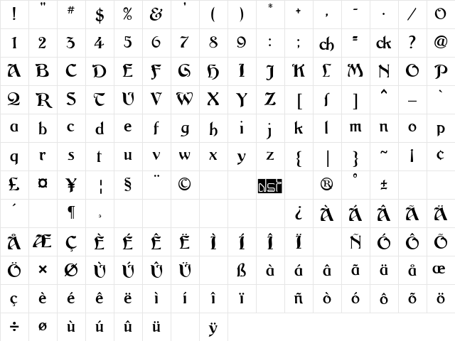 Argos Regular Character Map