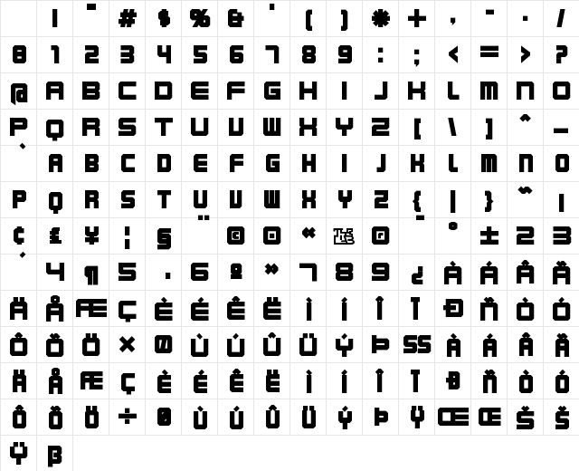 Karnivore Black Regular Character Map Karnivore Black Regular Character Map