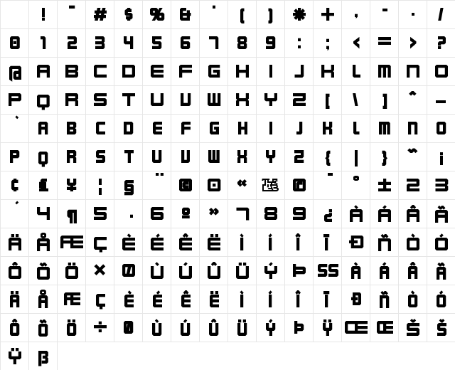 Karnivore Bold Character Map Karnivore Bold Character Map